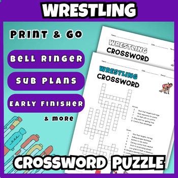 Wrestling Crossword Printable Activity No Prep PE Sub Plan 6 7 8 Health Sport