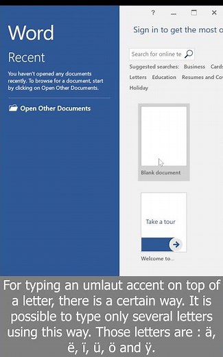 How to Type Umlaut Accent Letter in Microsoft Word #tips #accent #word #microsoftword #windows