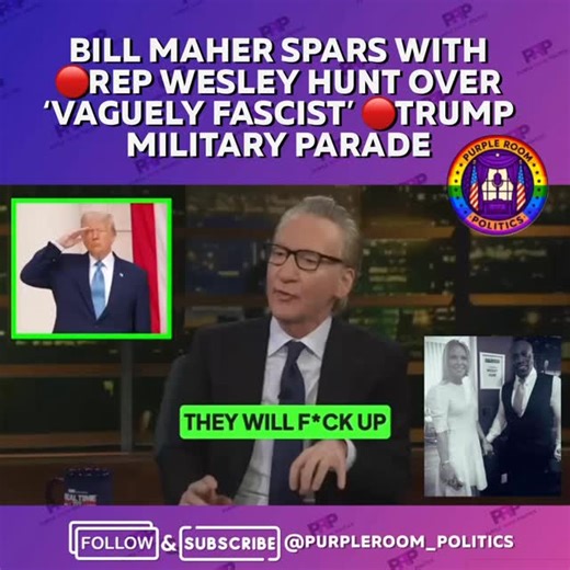 Bill Maher clashed with Rep. Wesley Hunt (R-Texas) over President Trump’s military parade on HBO’s “Real Time with Bill Maher” on Friday. Maher, although open to the celebration ahead of the event last Saturday, slammed the parade, which drew smaller than expected crowds. “If you’re going to have a vaguely fascist parade, do it right,” he said. Rep. Wesley Hunt (R-TX) immediately came to Trump’s defense. “And you know what I saw? I saw the president salute the Corps of Cadets as they walked past