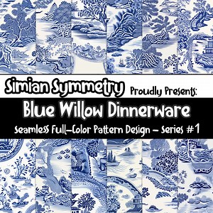 Blue Willow Dinnerware | Instant Download | Seamless Patterns | Tableware Collection | Blue Willow Seamless Pattern | Vintage Dinnerware - Etsy