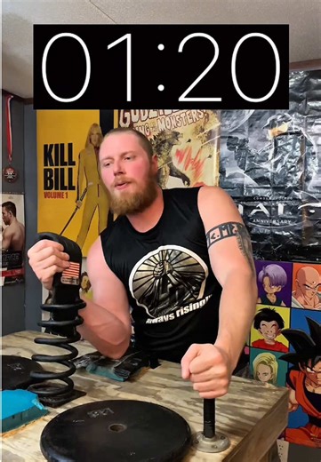 Day 32 of Arm Wrestling a Car Spring for 1 second for every 100 followers Follow me to make it Harder #challenge #armwrestling #fyp #Fitness #strength