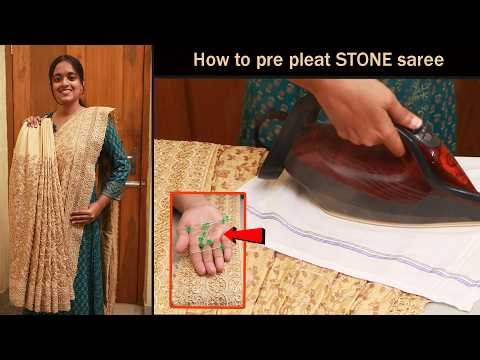 How to Iron Heavy Stone Work Saree Safely | Pre-Pleated Saree Tutorial | SD VLOGS