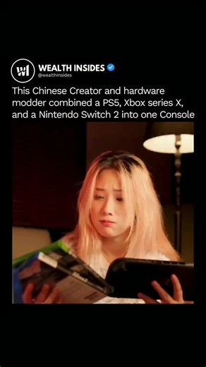WEALTH INSIDES™ on Instagram: "Follow (us) @wealthinsides for more tech updates! At first glance, it feels impossible. 🎮⚙️ Three rival consoles. Three completely different architectures. One body. But this Chinese creator and hardware modder didn’t imagine it — she engineered it. A PlayStation 5, Xbox Series X, and Nintendo Switch 2, all fused into a single working console. Not emulation. Not cloud streaming. Real hardware, running exactly as each system was designed to. Inside this custom-buil