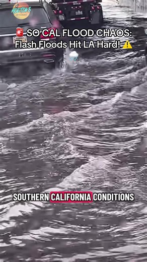 Southern California is getting hammered by a powerful Presidents’ Day atmospheric river storm—flash floods raging in LA, cars stalled in Sawtelle, LA River surging, evacuation warnings for burn scars like Pacific Palisades & Hurst! More heavy rain incoming Tue/Wed. Turn around, don’t drown—stay safe out there! 🌧️⚠️ #SoCalStorm #flood #laflood #weather2026 #lariver