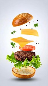 Download Deconstructed Burger Perfectly toasted brioche bun halves for free