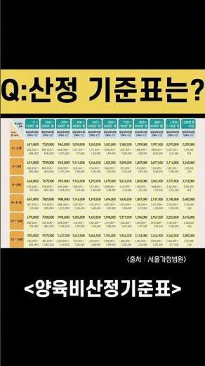 양육비 산정 기준표에 대한 간략한 설명, 양육비 산정 기준표? 부터 비양육자가 지급할 양육비 산정? 까지 속성으로 안내해 드립니다. #shorts #양육비 #양육비 산정 기준표
