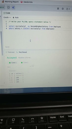 2nd Highest salary on Leet code problem