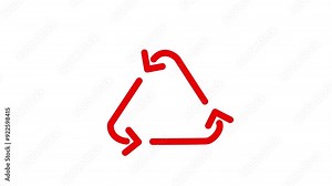 Three red arrows rotating animation white background icon animation. Arrow animation.