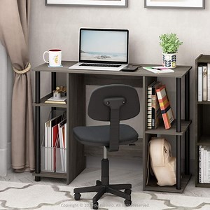[Hot Item] Modern Stainless Steel Computer Study Desk for Home Office Use with Oak Grey