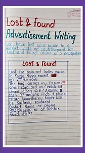 'Lost & Found' advertisement Writing ✍️ class 9&10 English Easy Handwritten notes#shorts