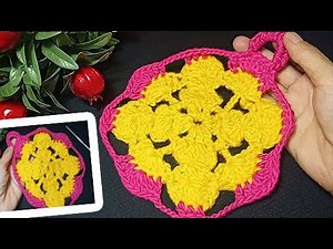 Quick & Easy Crochet Potholders & Flower Shape / Two Color Patterns, Kitchen, For Beginners
