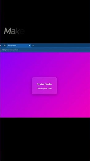 Glassmorphism Card Effect in Pure CSS 🔥 #shorts #html #syntaxstudio #coding #css #tech