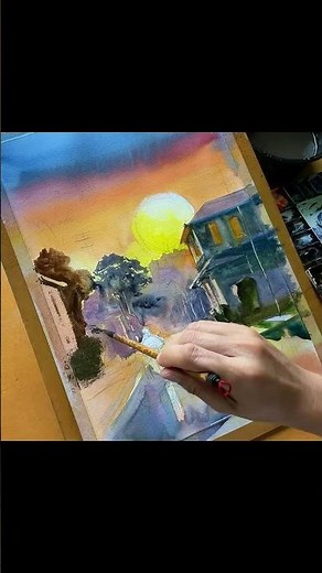 Watercolour Techniques for Painting Night Light and Reflections #art #watercolor #artistic #painting