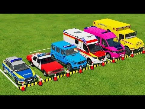 TRANSPORTING ALL POLICE CARS and AMBULANCE EMERGENCY VEHICLES WITH MAN TRUCKS! Farming Simulator 22