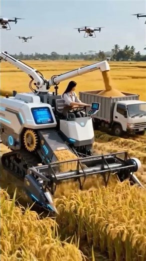 Harvesting process of rice using new harvesting machinery