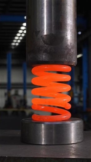 Red-Hot Steel Spring vs Hydraulic Press | Satisfying Metal Forging Process