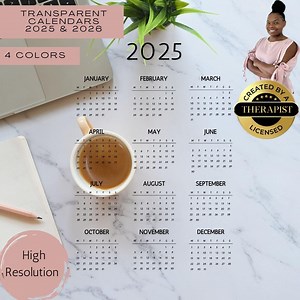 PNG 2025 2026, Calendar Transparent Background, Mini Calendars for Ipad, Digital Planner Minimalistic, for Students, Yearly Planning Tools - Etsy