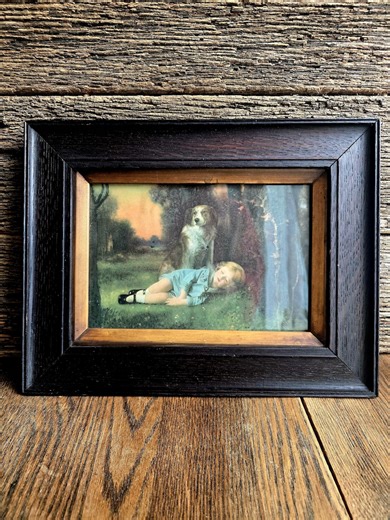 Vintage Framed Lithograph – "safely Guarded" Child and Dog Print - Etsy