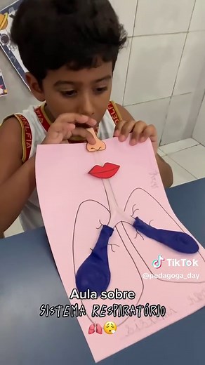Aula prática sobre o sistema respiratório para crianças