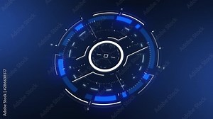 Futuristic 3D HUD conceptual animation, background for video intro, science fiction and hi-tech shapes for holographic user interface design