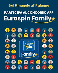 Dal 5 maggio al 1° giugno, con l’app Eurospin Family ogni 35€ di spesa riceverai un codice per partecipare al concorso: in palio ogni giorno 10 gift card da 100€ e ogni settimana una spesa per un anno! #eurospin #laspesaintelligente | Eurospin Italia