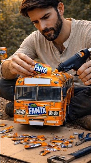 "Handmade Bus from Fanta Cans | Artist’s Incredible Craftsmanship"#Shorts
