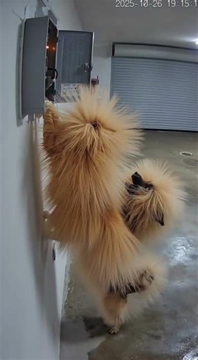 Wet dog helps kitty flip the switch — sparks burst, fur explodes!