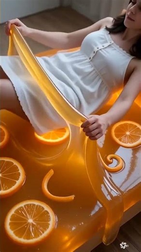 She Sleeps in a Bed Made Entirely of Orange Jelly 😴🍊 | Dream Video