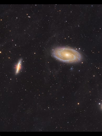 M81 M82 with many other galaxies and Integrated Flux Nebula (IFN) I think I'm finally happy with this. Nearly 22hr of integration for my LONGEST YET. Not counting the 8hr I accidentally deleted (could 30hr have been even better?) This is definitely a passion project and the IFN in the area was a stretch goal I gave myself when I first imaged these nearly a year ago. The last picture is a close crop of NGC 2959 that I think looks pretty neat ☺️ -- This field centers on the interacting galaxy pair