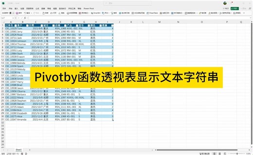 Pivotby函数透视表显示文本