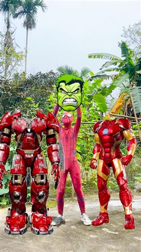 Spiderman and Iron man play a prank on Hulkbuster #shorts #spiderman