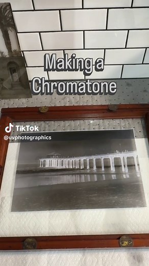 Making a Chromatone (What I’m calling it). Using Collodio-Chloride on glass and backing it with chrome paint I was able to make an image that has a very subtle reflective iridescent quality. A cross between an Orotone and a Opaltype. I wanted to use the untoned color of the Collodio_Chloride to add some warmth, plus gold is money! I’m hooked and will be doing some more. Digital negative from an 35mm film shot of the Manhattan Beach Pier. #analogphotography #filmphotography #shootfilm #alternativ