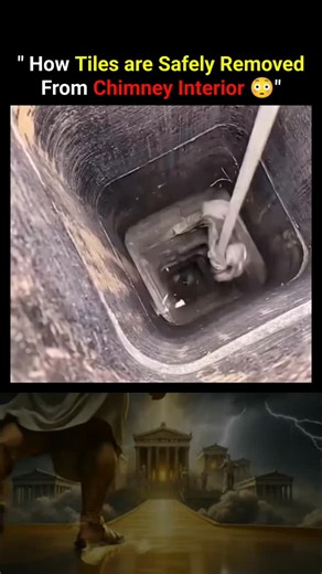 Fact By Gooogle 🗝️ on Instagram: "Workers remove chimney tiles using special tools. They break the clay flue liner in sections from top to bottom. Steel rods or chain whips attached to drills or hammers break the tiles apart. Dust and debris fall into the firebox for cleanup. This process is done when tiles are cracked, misaligned, or blocking airflow. You need tile removal before installing a new stainless steel liner for safe chimney use. #facts #knowledge #history #technology #innovat