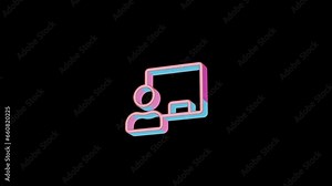 Bright chalkboard teacher icon is jumping merrily. Retro style. Alpha channel black. Looped from frame 120 to 240, Alpha BW at the end