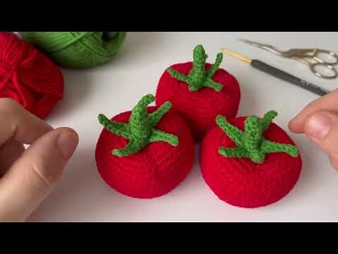 How to Crochet a Amigurumi Tomato / Crochet Vegetable Tomatoes Free Pattern / Crochet Hair Clips