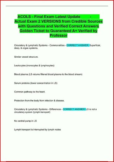 Acols Final Exam Latest Update Actual Exam 2 Versions From C video