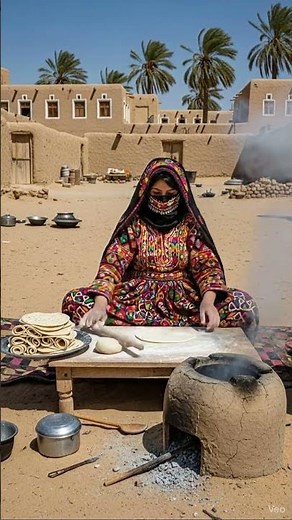 Baluch Woman Baking Bread in the Desert 🏜️🔥 | Tradition & Sand Wind