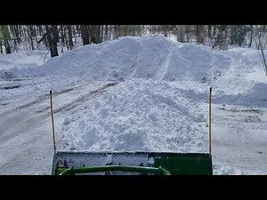 John Deere 1025R Plowing Deep Snow Frontier Af-10 Snowplow