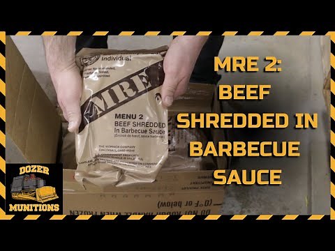 US Military Issue MRE Taste Test - Eating MRE Menu 2: Beef Shredded in Barbecue Sauce