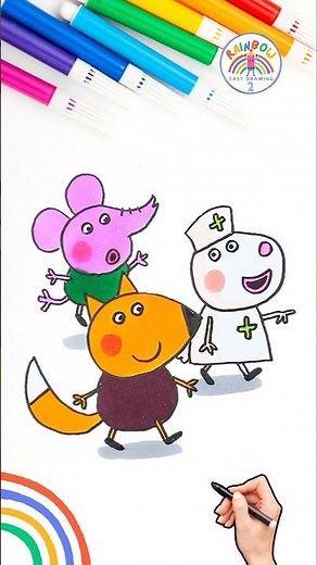 Peppa Pig Simple Drawing Tutorial | Draw Peppa Pig Friends Easy Wow 🌈🐽 #peppapig #shorts #friends