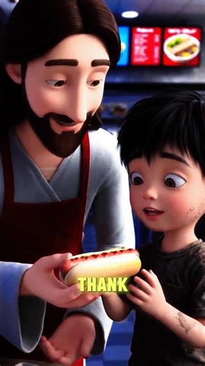 Jesus Shares a Hot Dog ❤️🌭 | This Will Touch Your Heart #jesuschrist #shorts