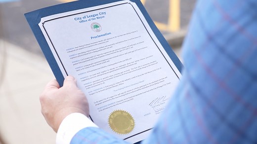 TEEN DATING VIOLENCE AWARENESS Statistics show that 1.5 million teens each year will experience physical abuse from a dating partner. This includes teens here in League City. In 2022, 14 Texas teens were killed by a dating partner. Today, Mayor Nick Long officially declared February as Teen Violence Awareness Month and presented a proclamation to Bay Area Turning Point. | City Of League City Government