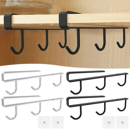 AMERTEER Mug Hooks Under Shelf Under Cabinet Storage Hooks Closet Or Cabinet Hanging Organizer Mug Hooks Under Shelf Mug Holder Cups Storage Rack - Walmart.ca