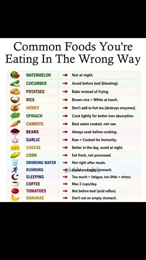 Common foods you are eating the wrong way! Fix your dietary habits today! 🥗📊