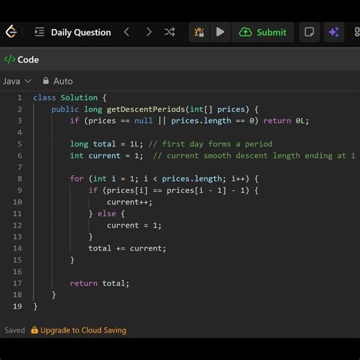 2110 Number of Smooth Descent Periods of a Stock