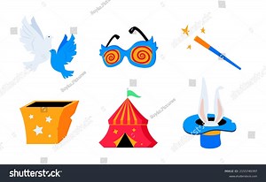 Circus Performance Flat Design Style Icons Stock Vector (Royalty Free) 2155740397 | Shutterstock