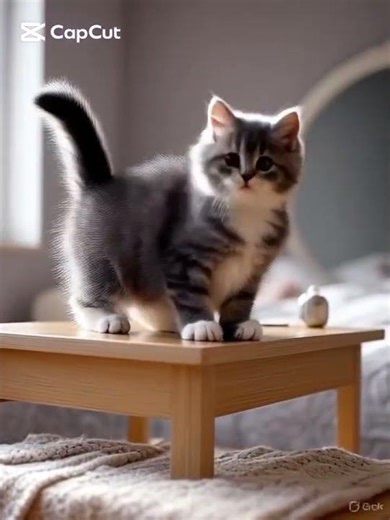 🐾 A Cute Little Cat Dancing on the Dressing Table 💃✨
