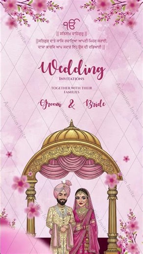 Punjabi Wedding Invitation Card For WhatsApp | Sikh Wedding Invitation Card Template | W-25V