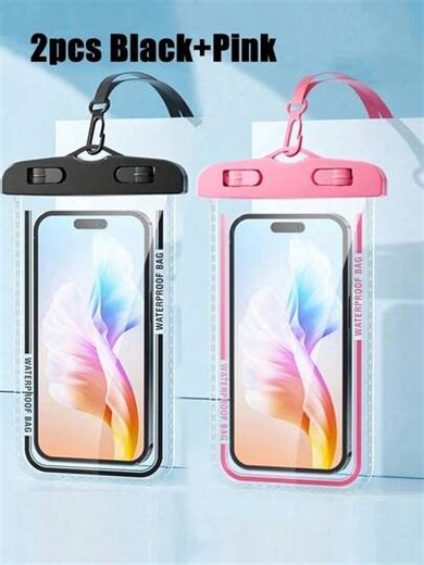 2pcs Waterproof Diving Bag, Touch Screen Sealed, Suitable For Swimming, Underwater Photography, Dustproof, Shockproof, Rainproof, Waterproof, Floating, Portable, Can Be Used As Sports Phone Case, Sports Bag, Waterproof Bag, Holiday Beach Travel Waterproof Phone Case, Summer Swimming Bag, Holiday Beach Wallet, Outdoor Sports Holiday Swimming Pool Sports Fitness Travel Bag, Unisex Travel Essential Beach Swimming Bag | SHEIN