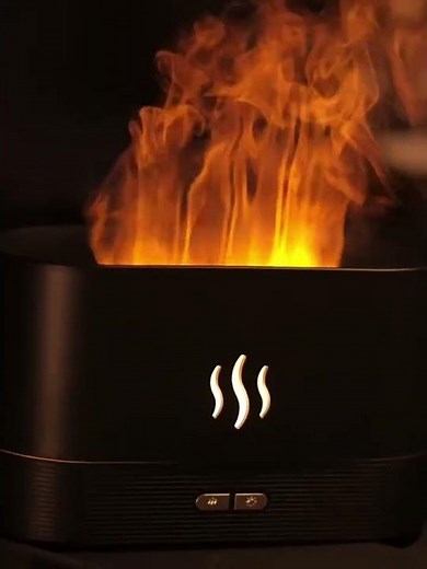 Flame Aromatherapy Diffuser 180ml, LED Ultrasonic Air Humidifier with 7 Color Flame Effect, Essent